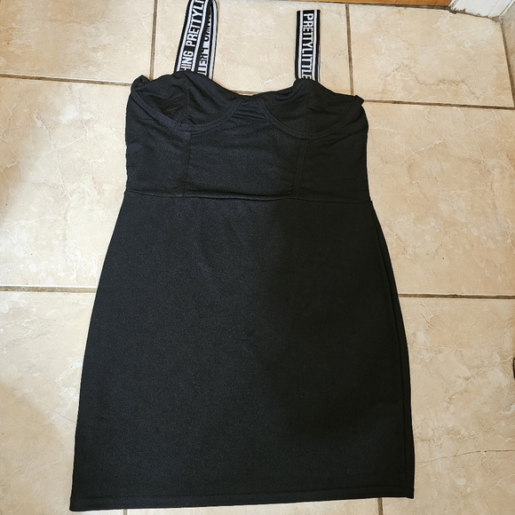 NWT PrettyLittleThing Women's Black  Strappy Bodycon Mini Dress, Size 12 - Picture 4 of 11